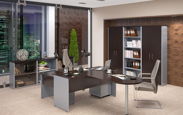Офисный набор мебели IMAGO три стола, 2 шкафа, стеллаж, тумба в Краснодаре - изображение 3